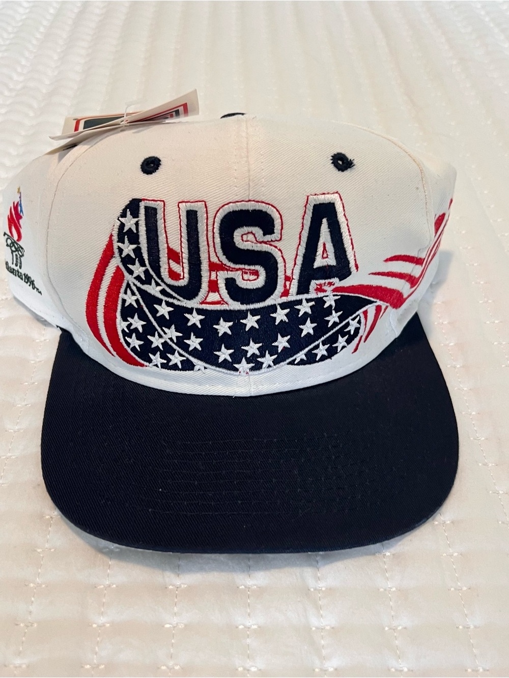 VTG Logo 7 USA 1996 Atlanta Olympics White Strapback Hat Cap Wrap Around New Tag